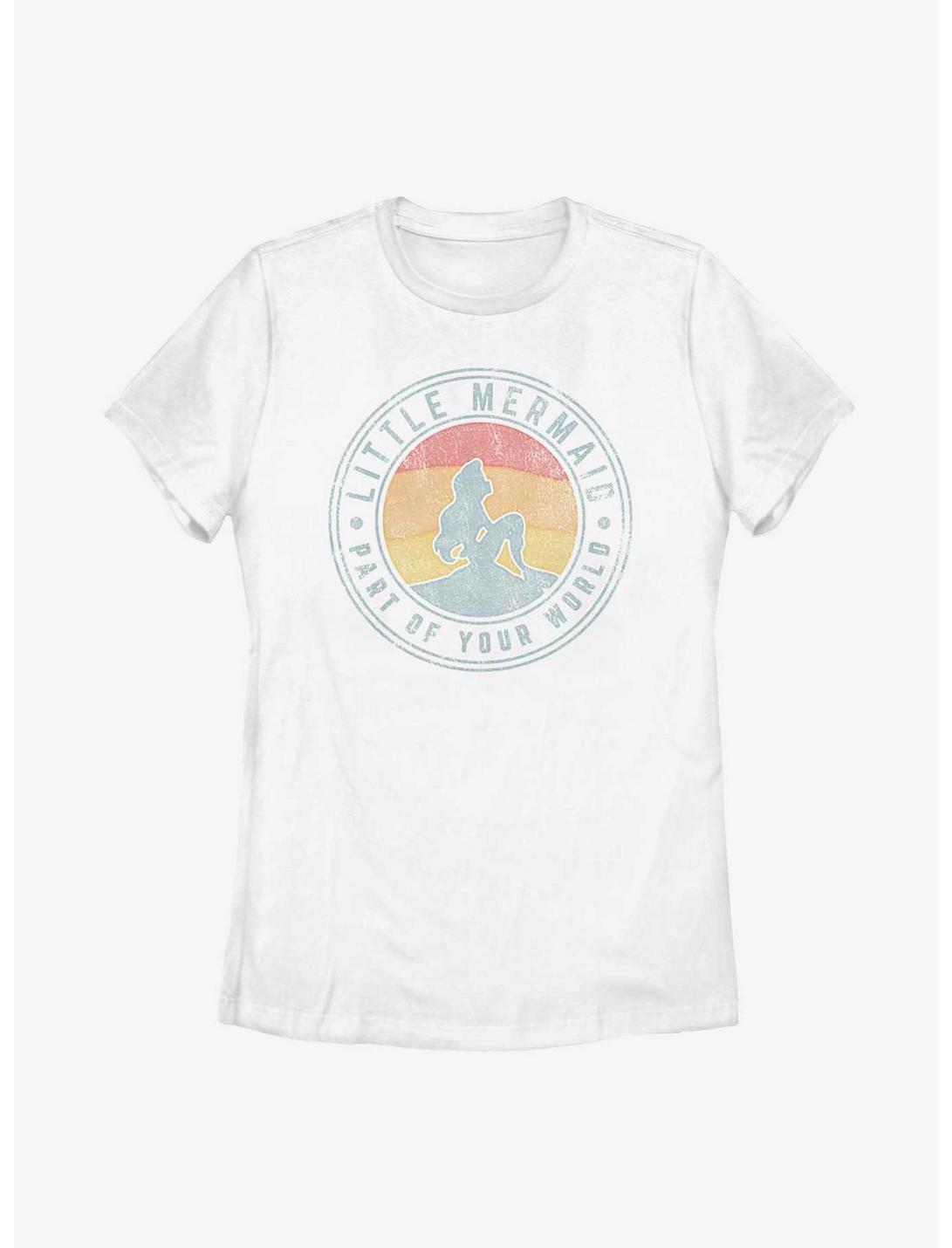 Disney The Little Mermaid Sunset Badge Womens T-Shirt, WHITE, hi-res
