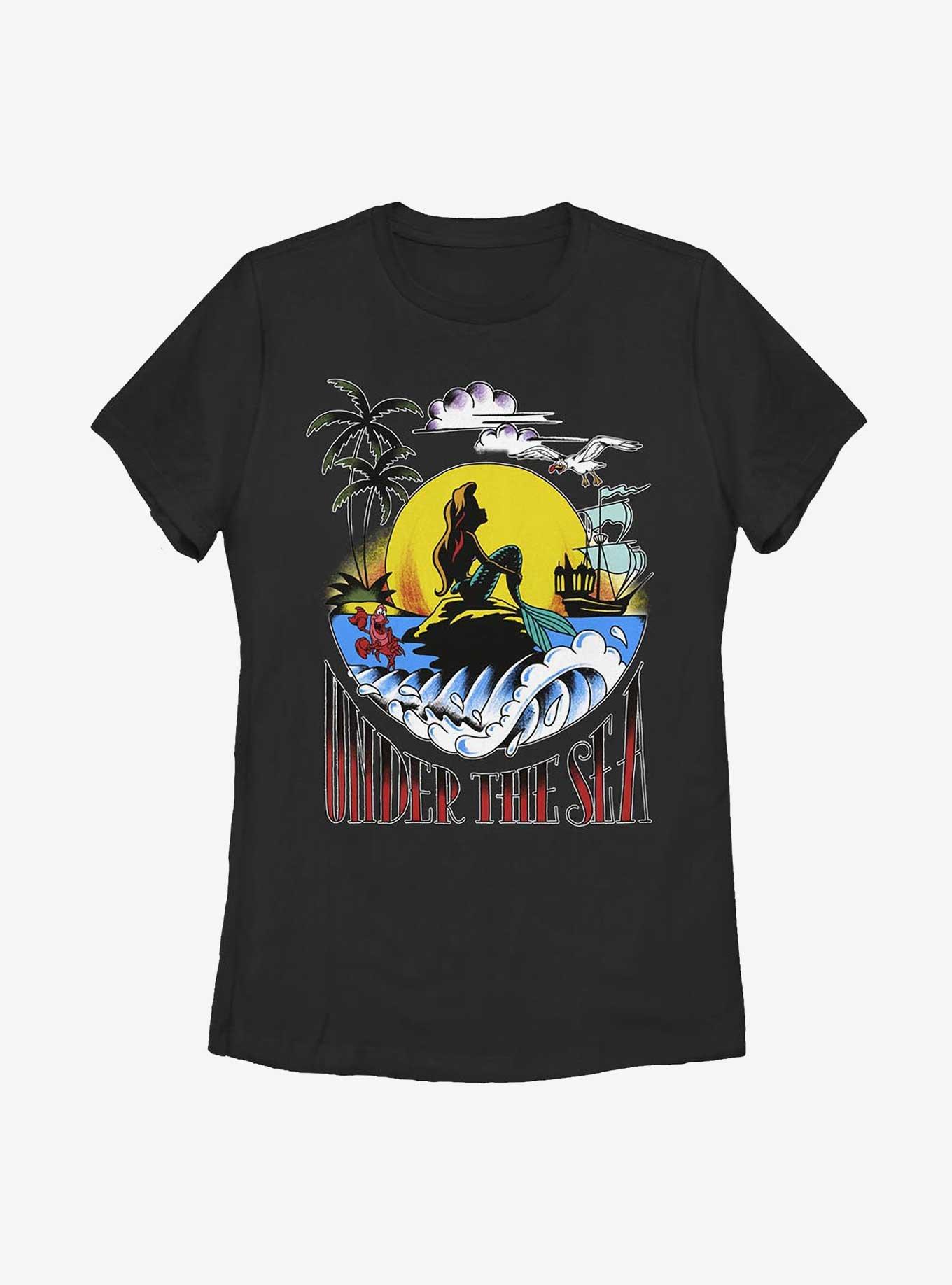 Disney The Little Mermaid Under The Sea Sunset Poster Womens T-Shirt