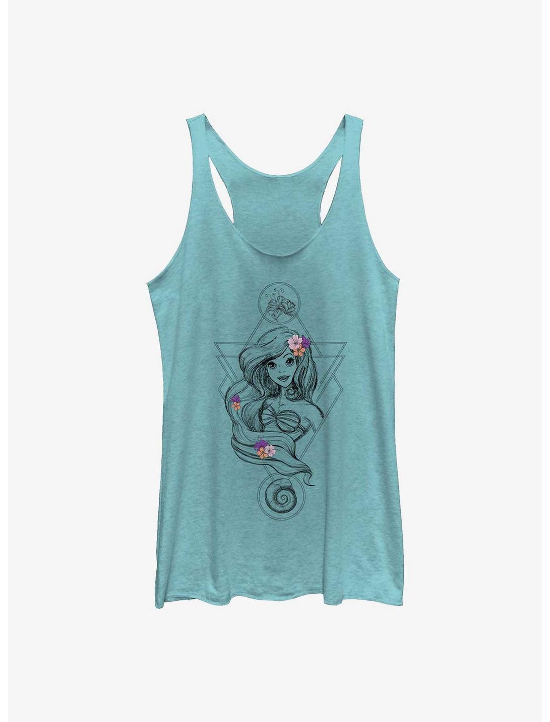 Disney The Little Mermaid Boho Ariel Womens Tank Top, TAHI BLUE, hi-res