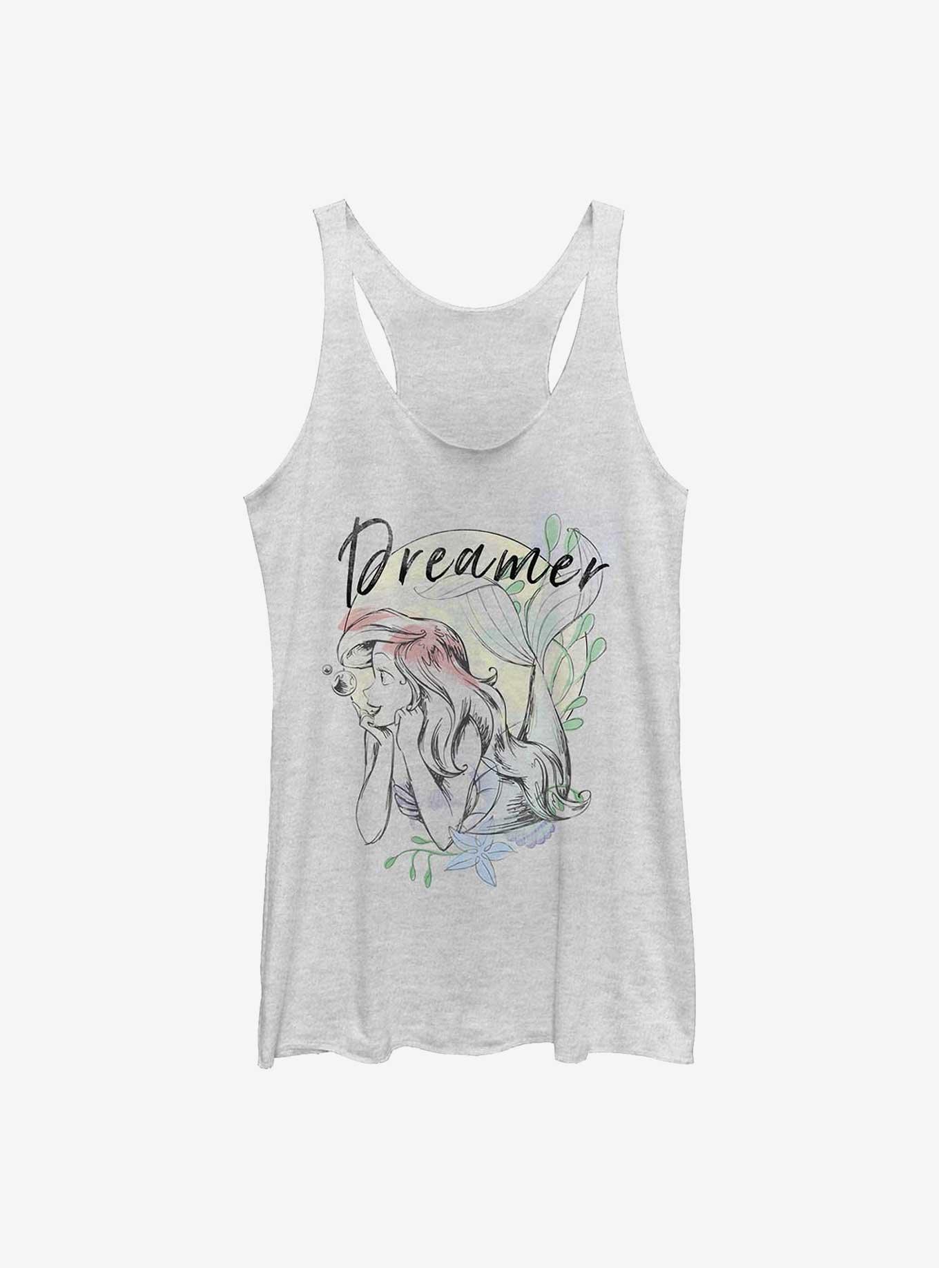 Disney The Little Mermaid Dreamer Womens Tank Top, WHITE HTR, hi-res