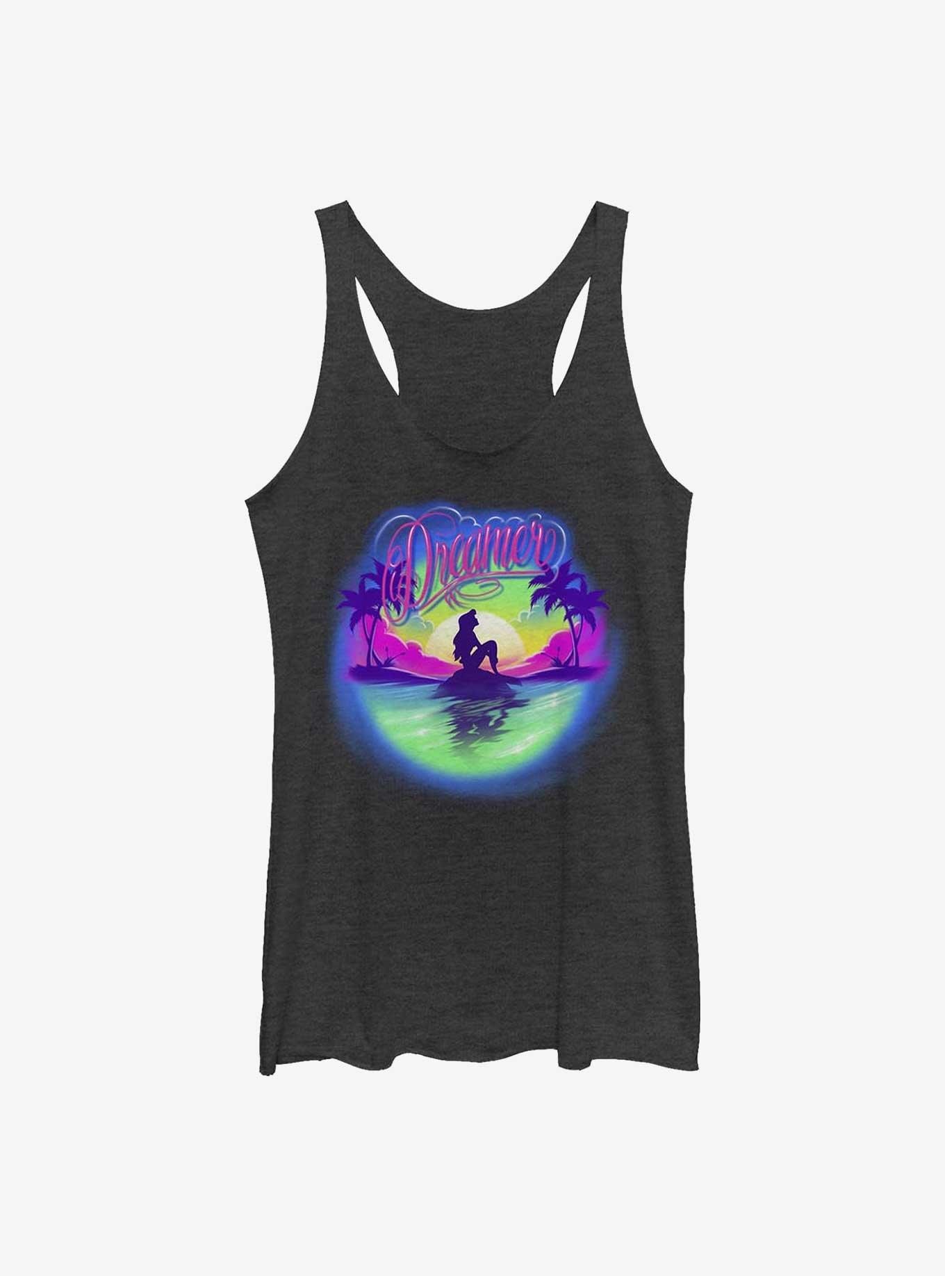 Disney The Little Mermaid Dreamer Badge Womens Tank Top, BLK HTR, hi-res