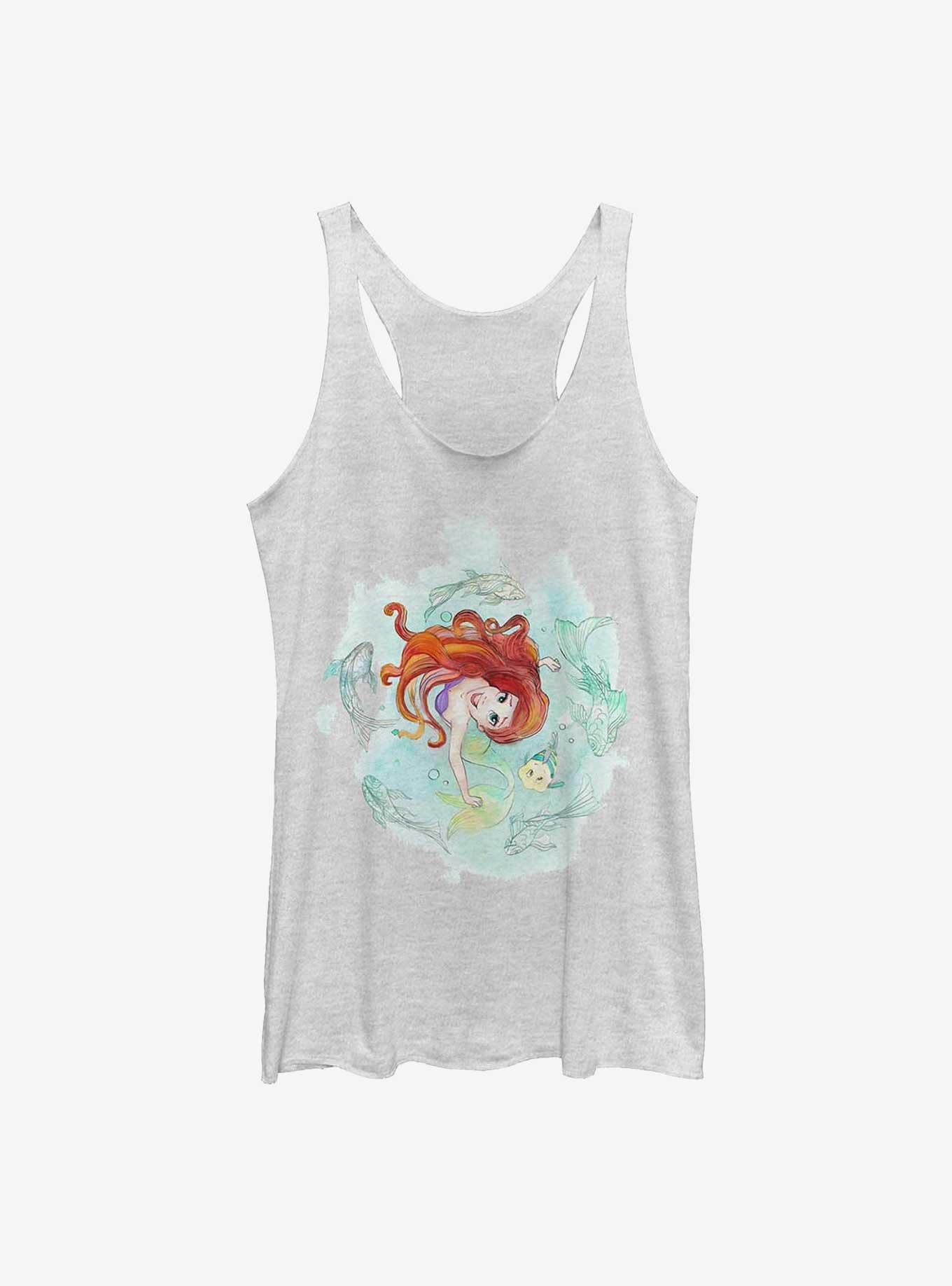 Disney The Little Mermaid Floating Bliss Womens Tank Top, WHITE HTR, hi-res