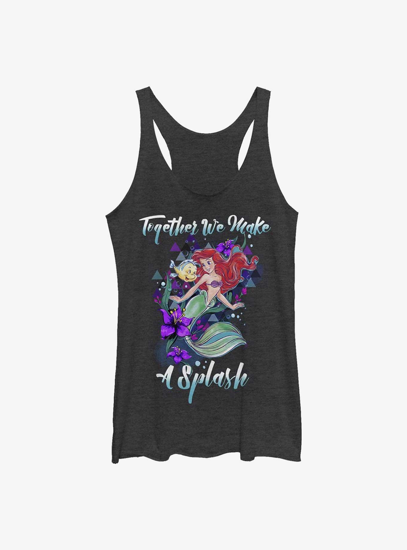 Disney The Little Mermaid Make A Splash Womens Tank Top, BLK HTR, hi-res