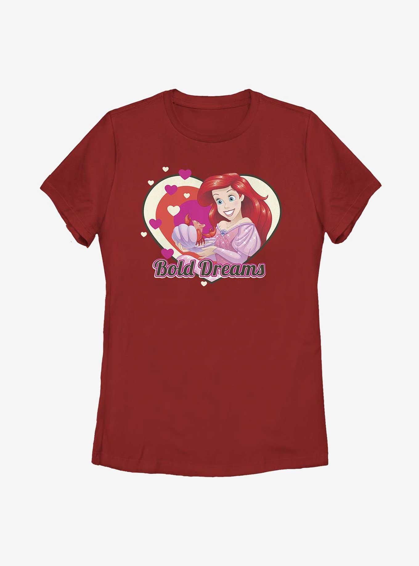 Disney The Little Mermaid Ariel Heart Bold Dreams Womens T-Shirt, RED, hi-res