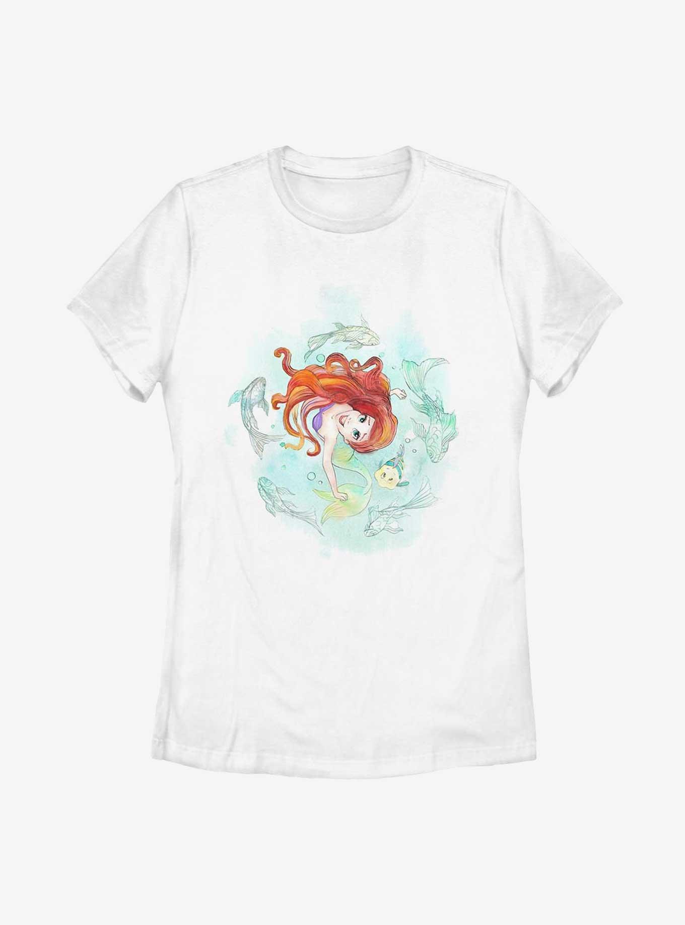 Disney The Little Mermaid Floating Bliss Womens T-Shirt, WHITE, hi-res