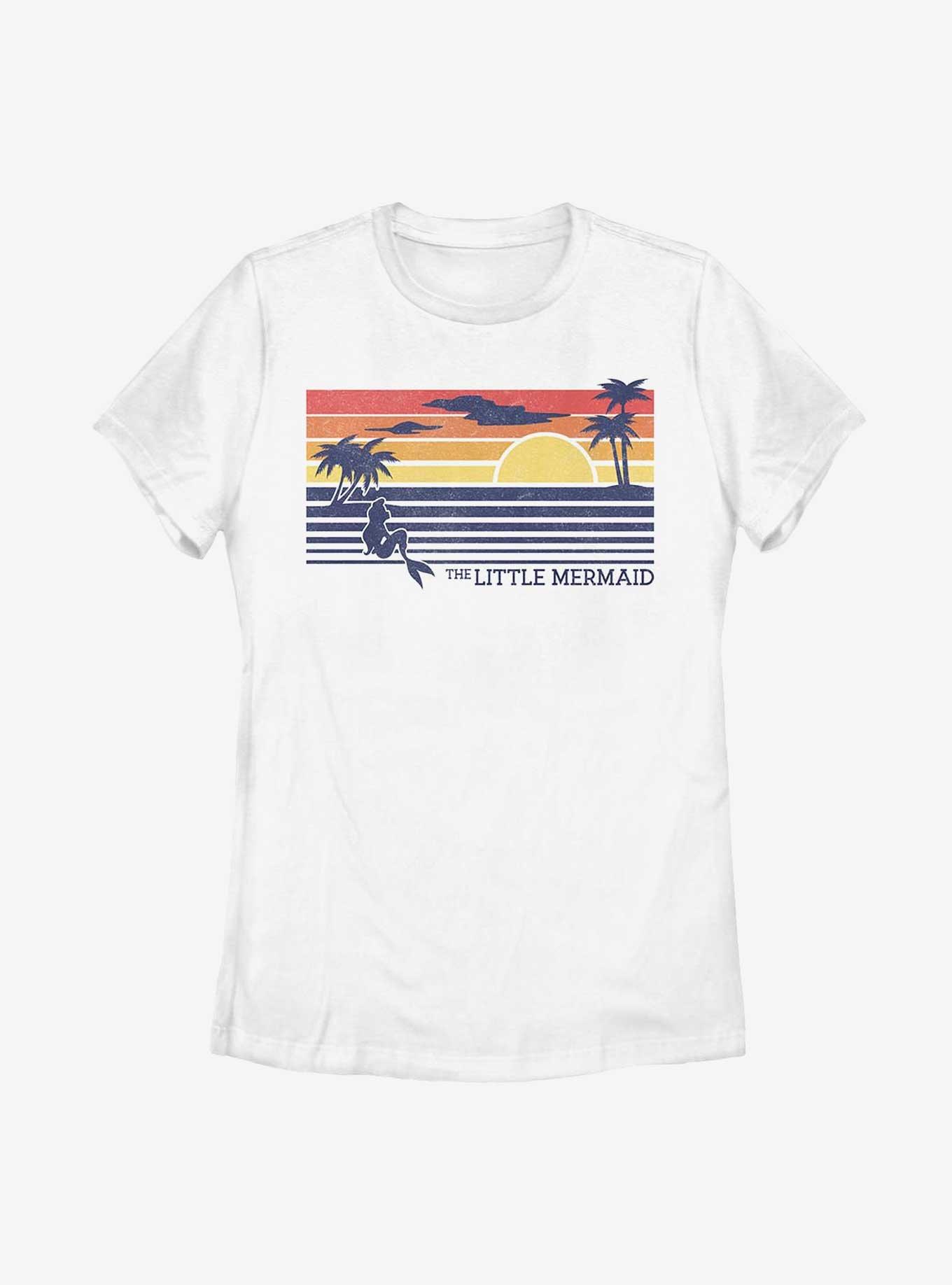 Disney The Little Mermaid Graphic Sunset Womens T-Shirt, WHITE, hi-res