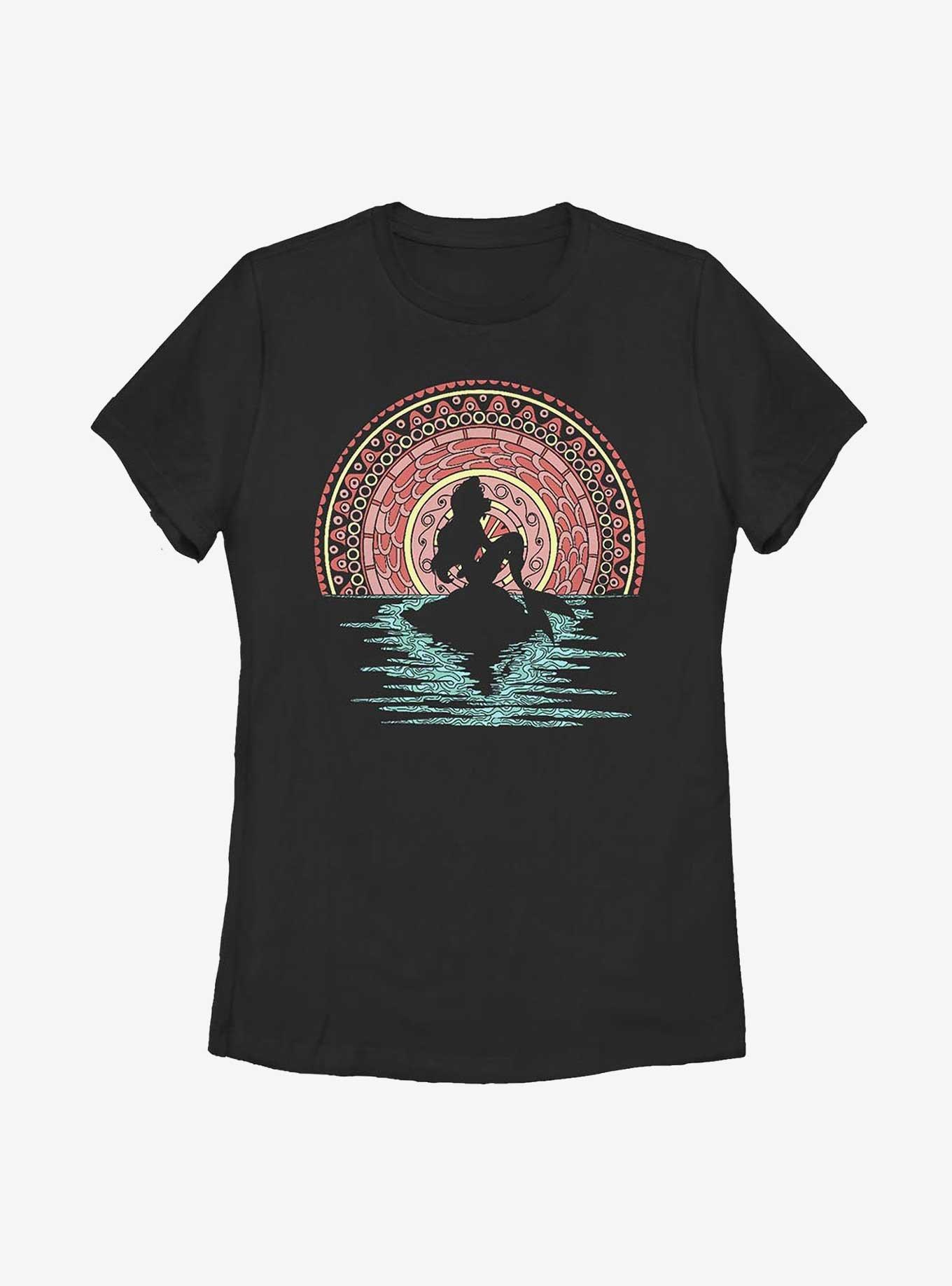Disney The Little Mermaid Henna Sunset Ariel Womens T-Shirt, BLACK, hi-res