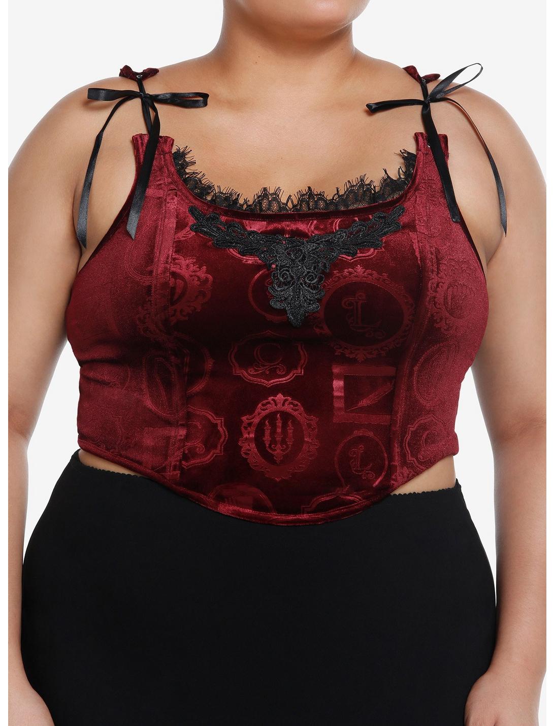 Interview With The Vampire Velvet Lace Girls Corset Plus Size, BLACK, hi-res