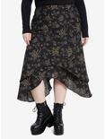 Thorn & Fable Skeleton Fairy Tiered Midi Skirt Plus Size, BROWN, hi-res
