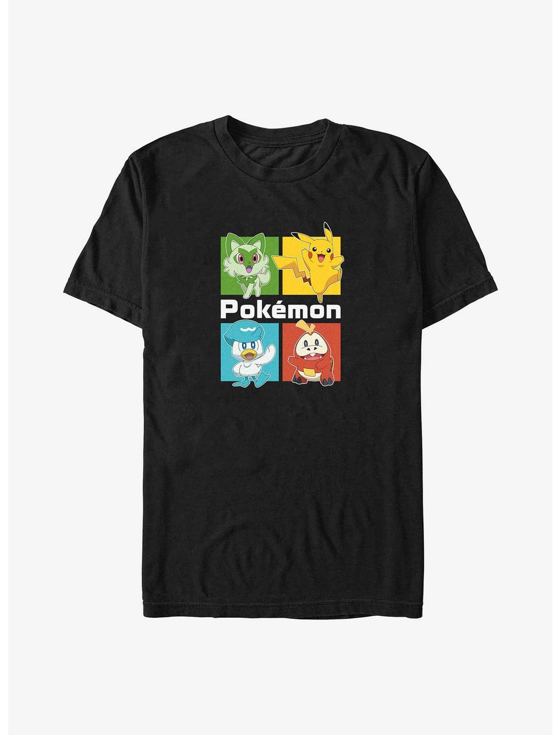 Pokemon Newest Starters Sprigatito, Pikachu, Quaxly, and Fuecoco Big & Tall T-Shirt, BLACK, hi-res