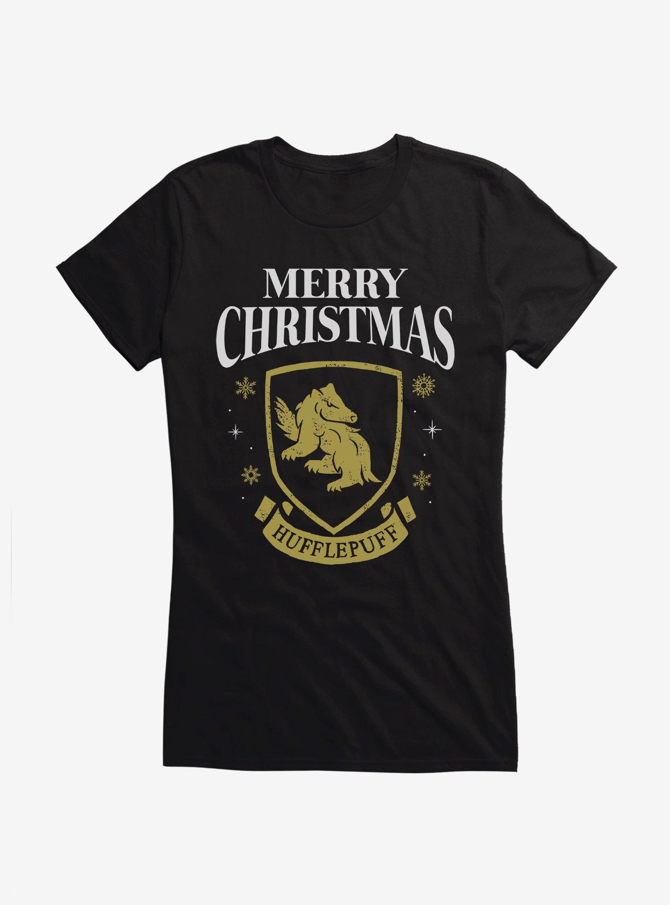 Harry Potter Merry Christmas Hufflepuff Girls T-Shirt