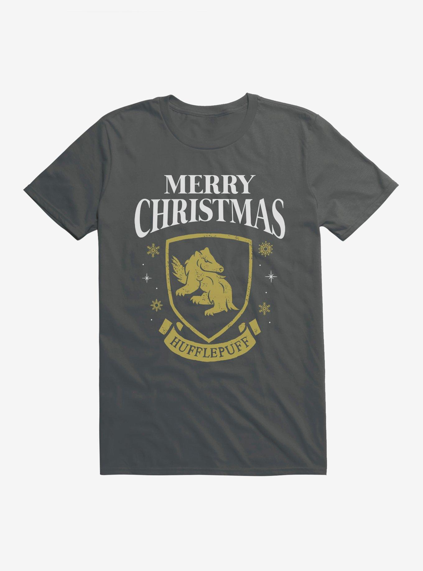 Harry Potter Merry Christmas Hufflepuff T-Shirt, CHARCOAL, hi-res