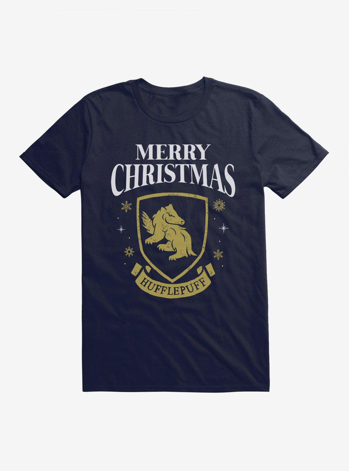 Harry Potter Merry Christmas Hufflepuff T-Shirt, NAVY, hi-res
