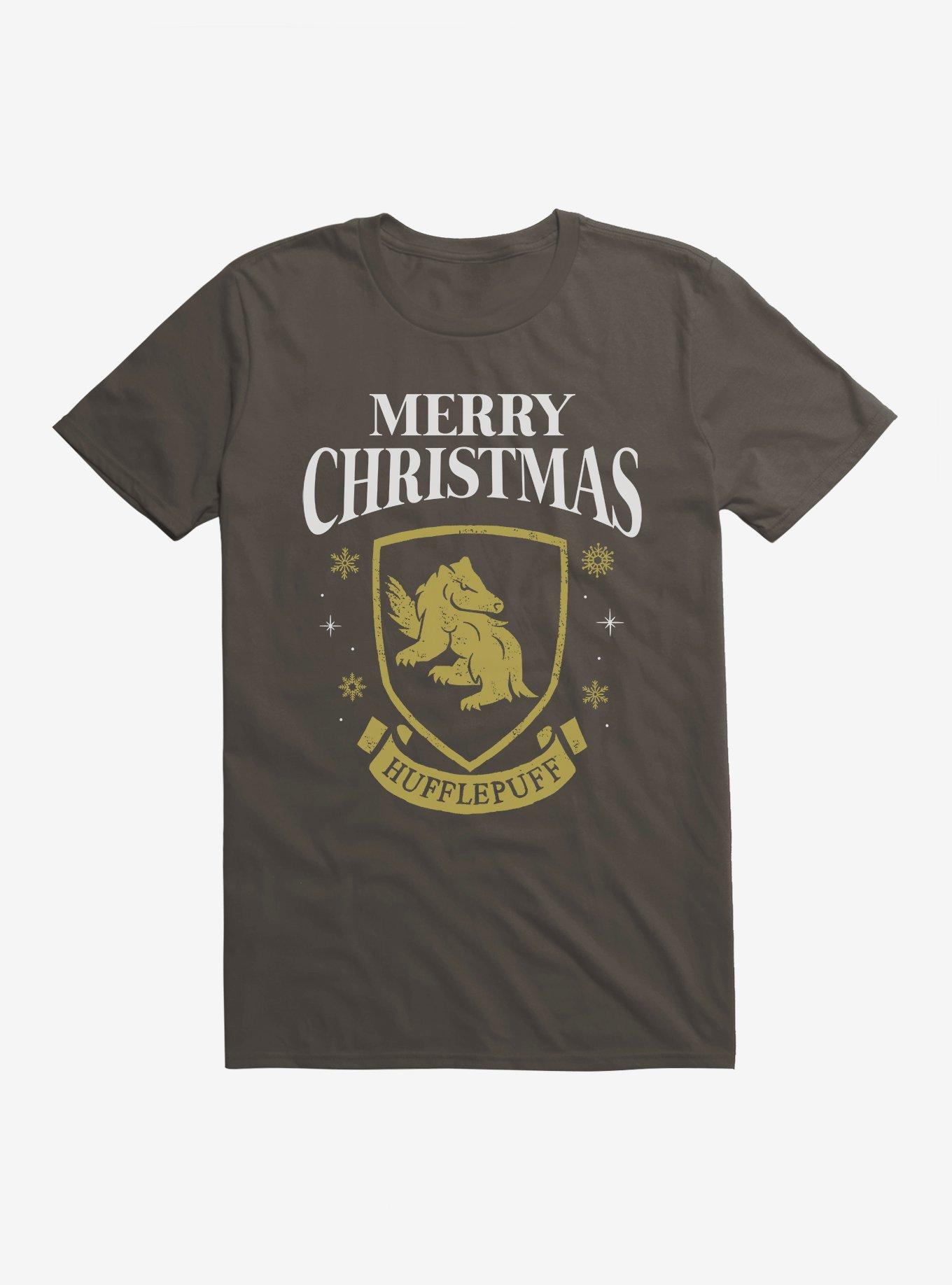 Harry Potter Merry Christmas Hufflepuff T-Shirt, SMOKE, hi-res