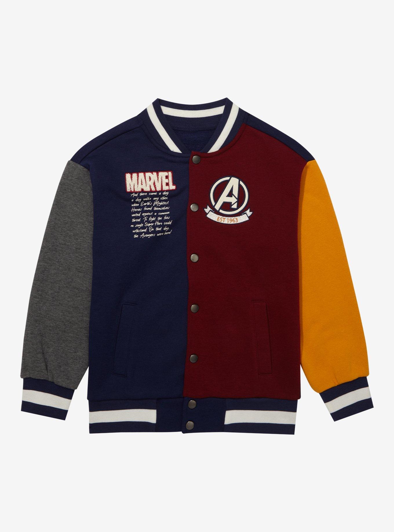 Marvel Avengers Color Block Youth Varsity Jacket - BoxLunch Exclusive, MULTI, hi-res