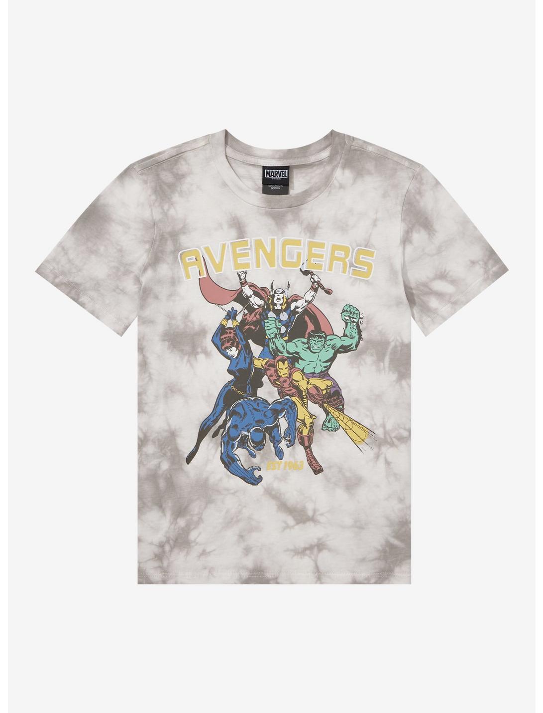 Marvel Avengers Group Portrait Tie-Dye Youth T-Shirt - BoxLunch Exclusive, NATURAL, hi-res