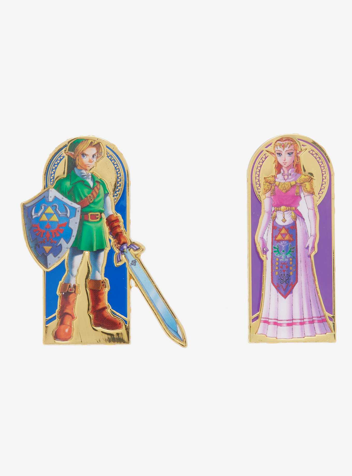 Nintendo The Legend of Zelda Link & Zelda Portrait Enamel Pin Set - BoxLunch Exclusive, , hi-res