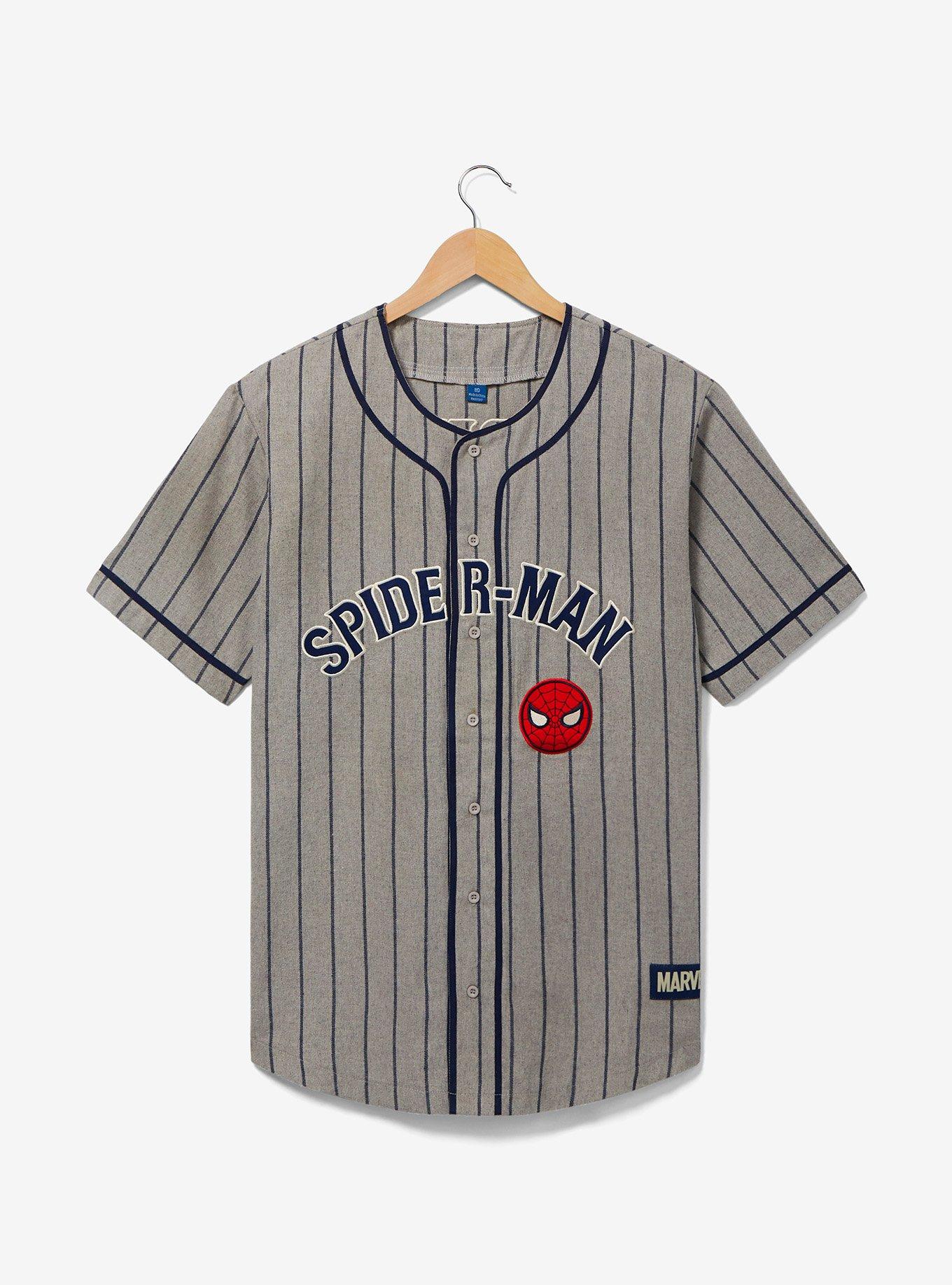 Marvel Spider-Man Striped Baseball Jersey - BoxLunch Exclusive, GREY HEATHER, hi-res
