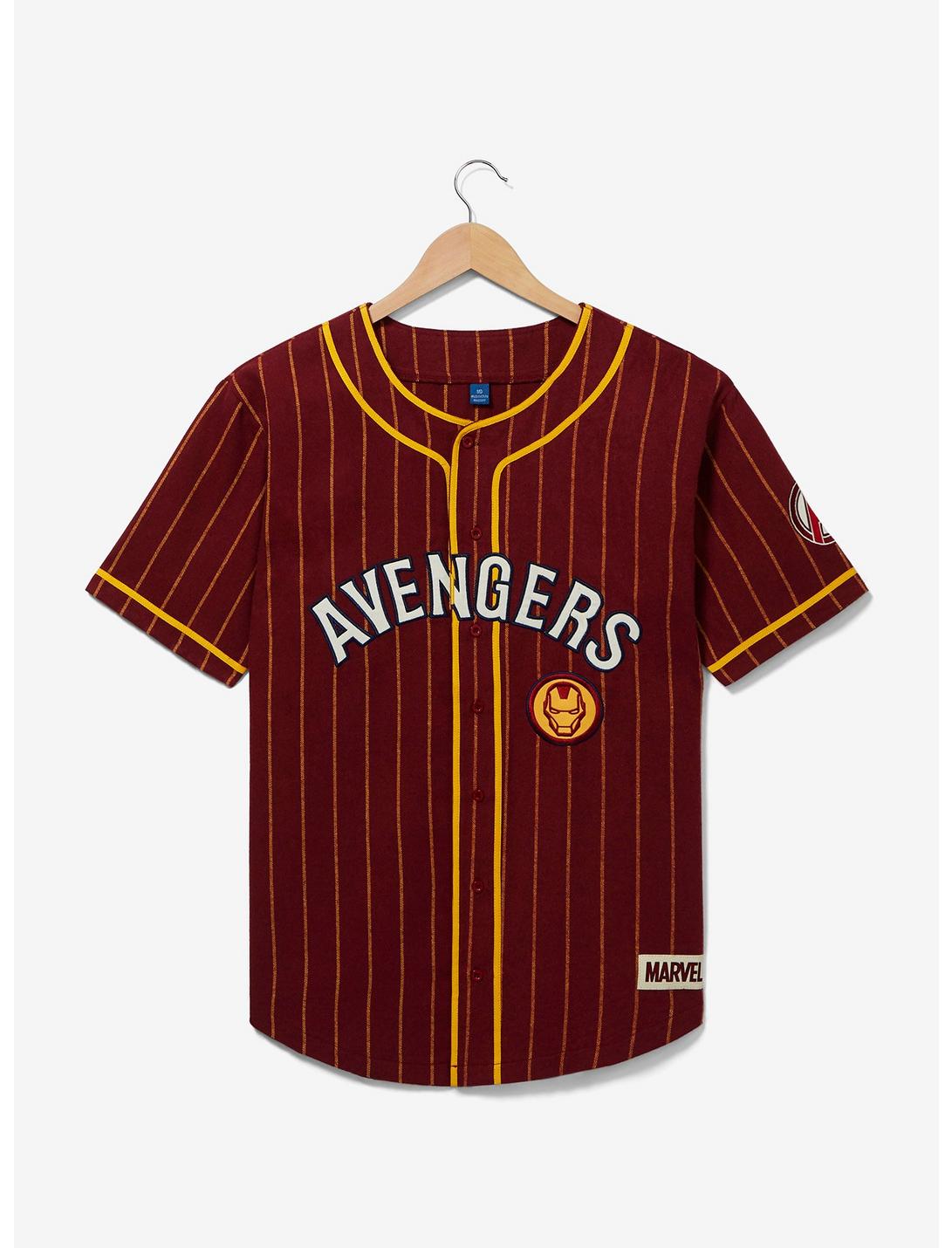Marvel Iron Man Striped Baseball Jersey - BoxLunch Exclusive, BURGUNDY, hi-res