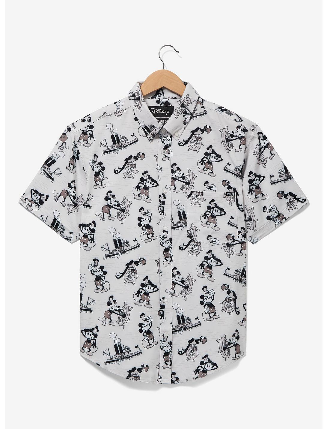 RSVLTS Disney Mickey Mouse Steamboat Willie Allover Print Woven Button-Up Top - BoxLunch Exclusive, WHITE, hi-res