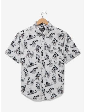 Disney Mickey Mouse Steamboat Willie Allover Print Woven Button-Up Top, , hi-res