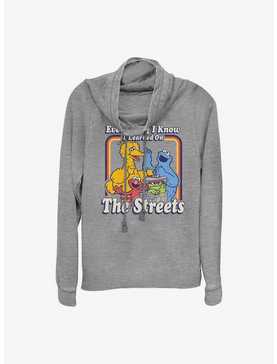 Sesame Street Everything I Know I Learned On The Streets Cowl Neck Long-Sleeve Top, , hi-res