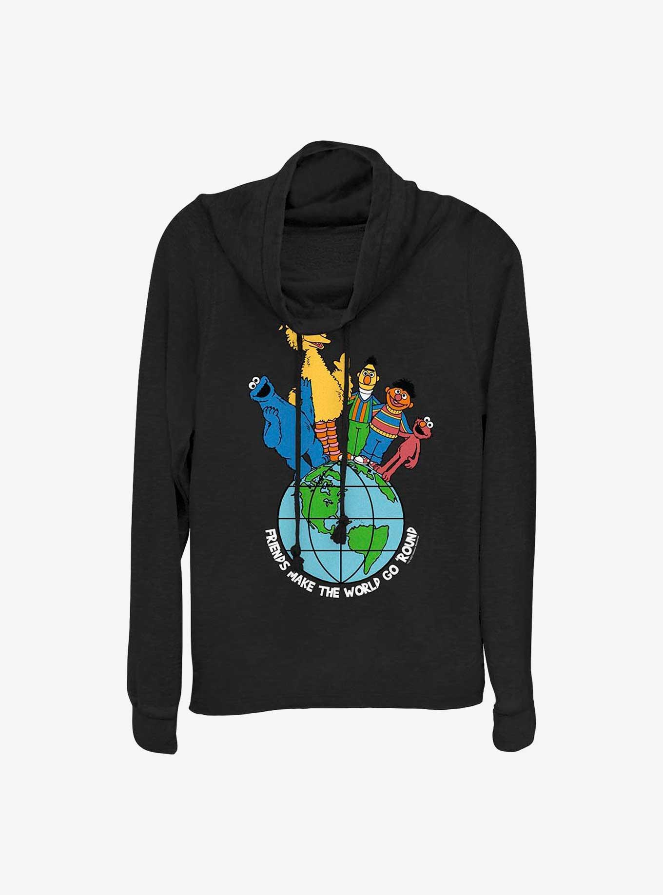 Sesame Street Friends Make The World Cowl Neck Long-Sleeve Top, , hi-res