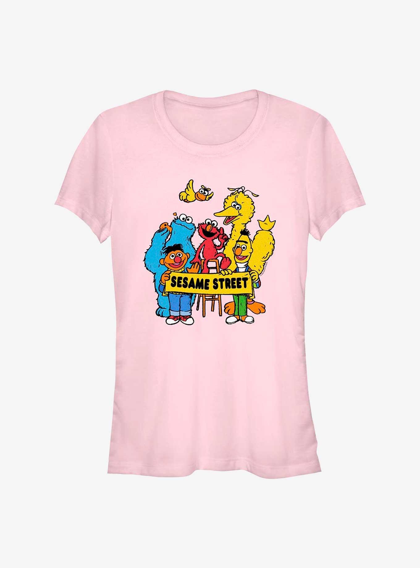 Sesame Street Banner Group Girls T-Shirt, LIGHT PINK, hi-res