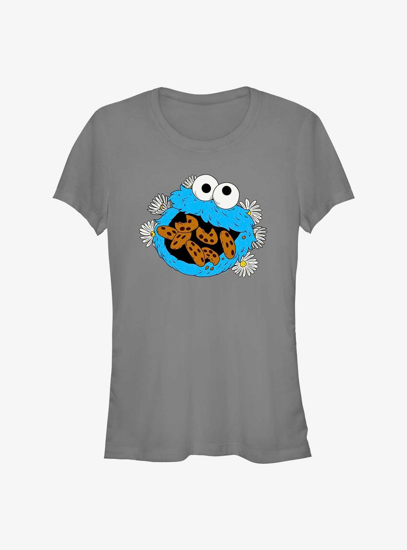 Hot Topic Sesame Street Cookie Monster Eat Cookies Girls T-Shirt Grey
