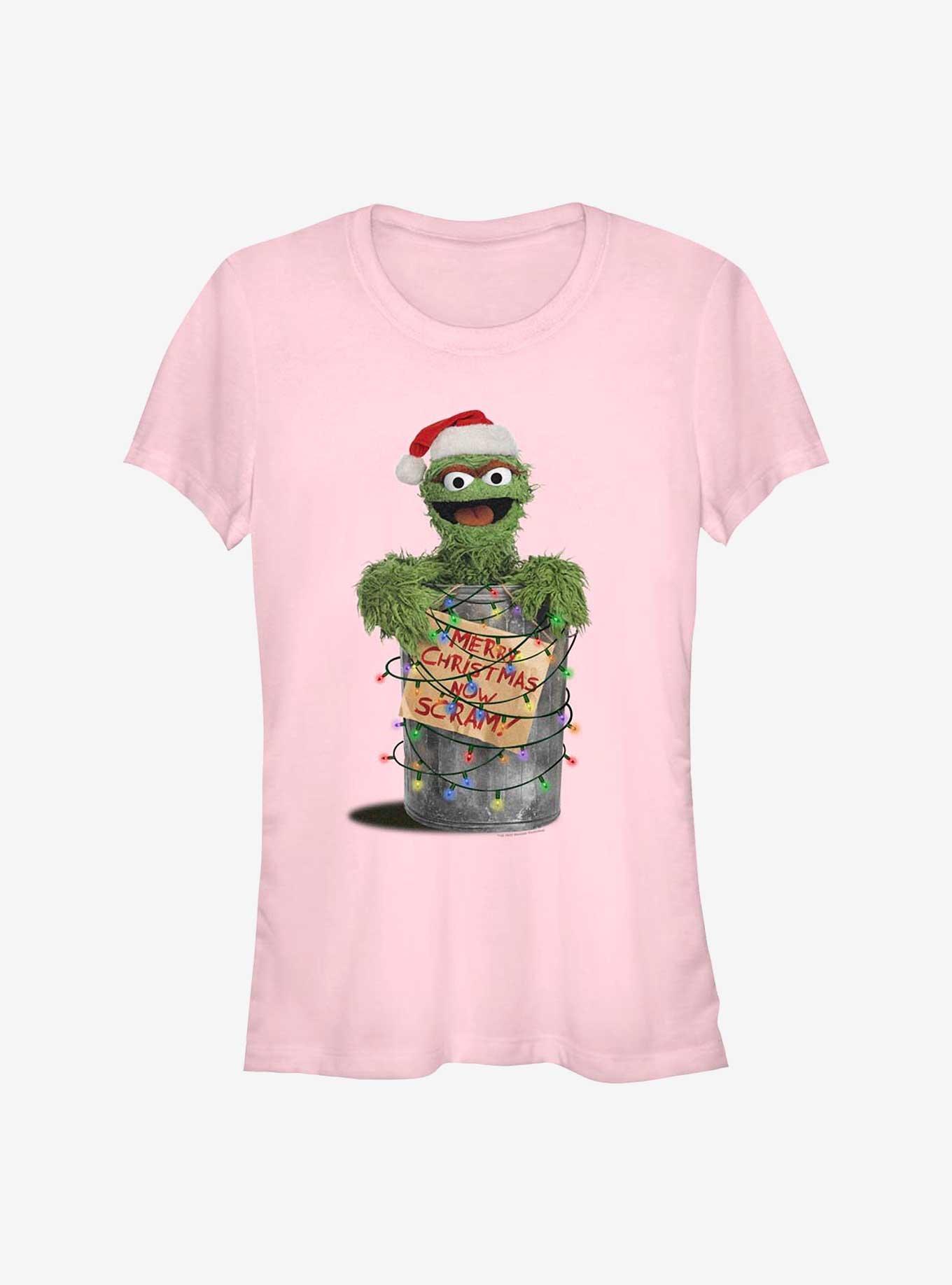 Sesame Street Oscar the Grouch Merry Christmas Now Scram Girls T-Shirt