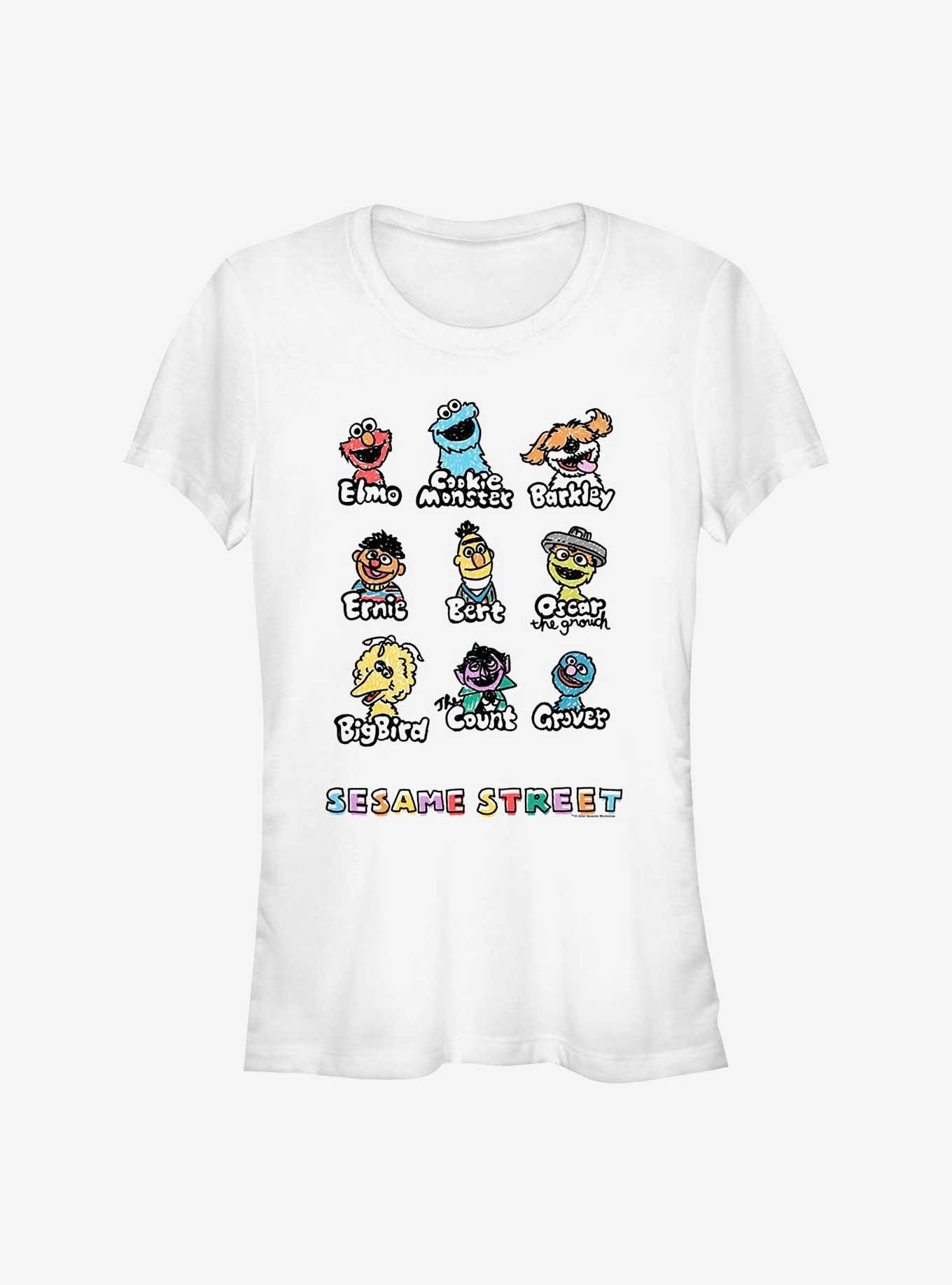 Sesame Street Puppet Line Up Girls T-Shirt, WHITE, hi-res
