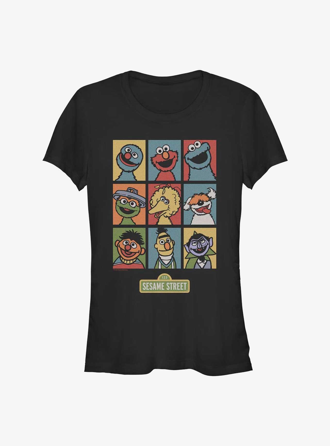 Sesame Street Puppets Grid Girls T-Shirt, BLACK, hi-res