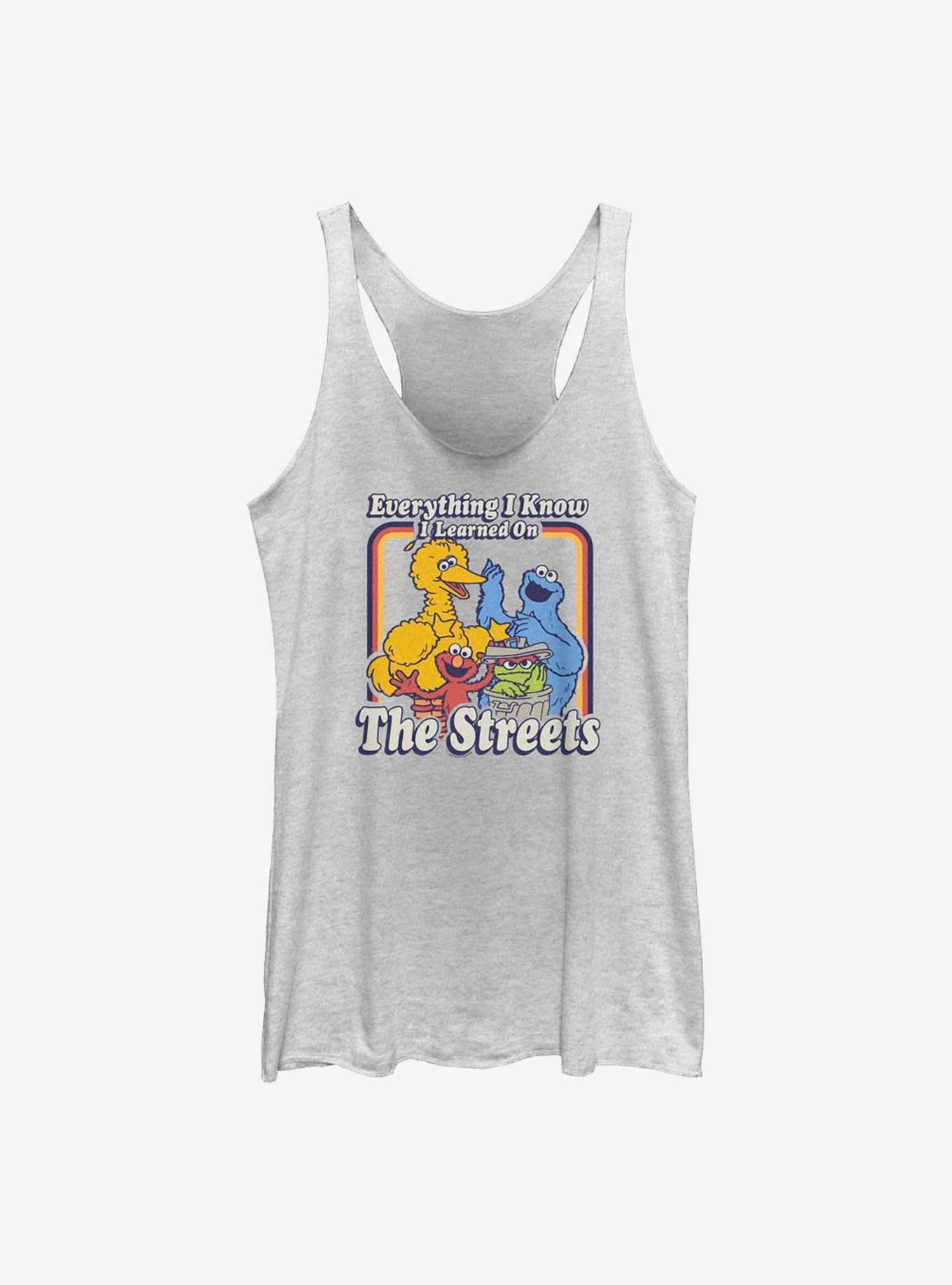 Sesame Street Everything I Know I Learned On The Streets Girls Tank Top, WHITE HTR, hi-res