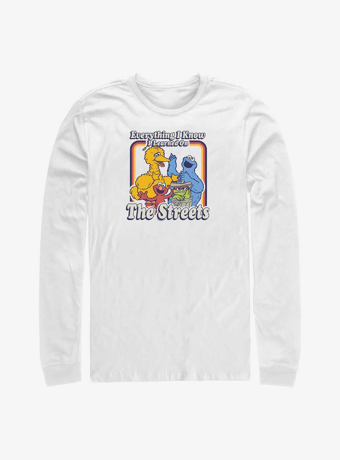 Sesame Street Everything I Know I Learned On The Streets Long-Sleeve T-Shirt, WHITE, hi-res