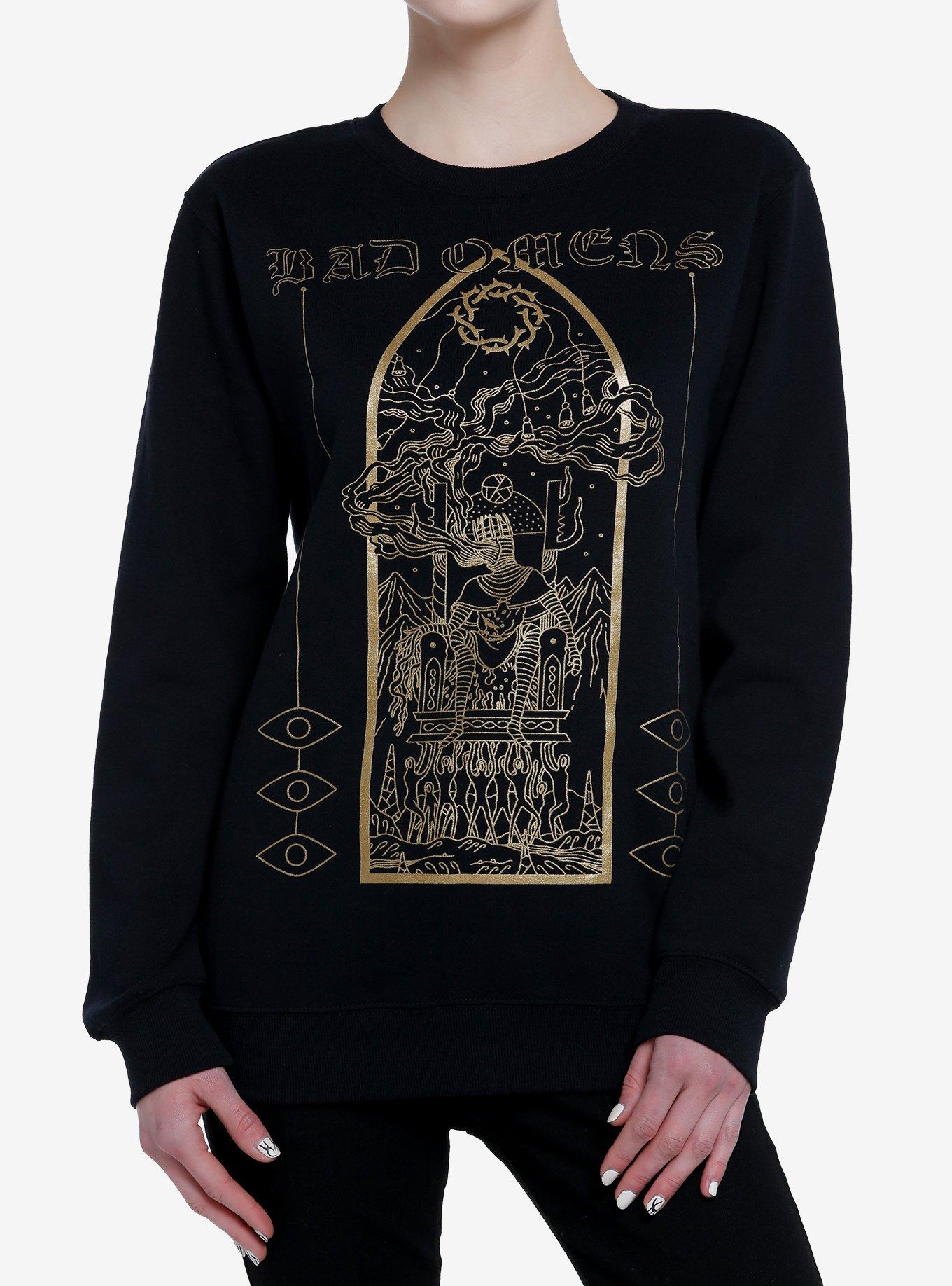 Bad Omens Haunted King Girls Crewneck Sweater, BLACK, hi-res