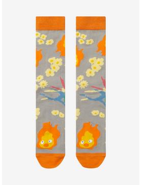 Studio Ghibli Howl's Moving Castle Calcifer & Flowers Allover Print Crew Socks - BoxLunch Exclusive, , hi-res