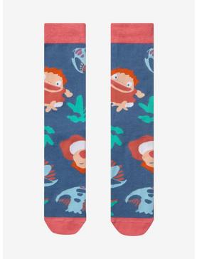 Studio Ghibli Ponyo Jellyfish & Ponyo Allover Print Crew Socks - BoxLunch Exclusive, , hi-res