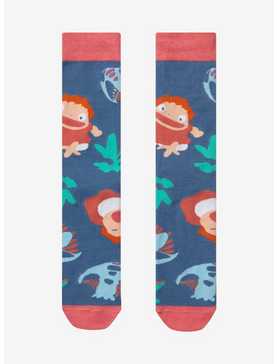 Studio Ghibli Ponyo Jellyfish & Ponyo Allover Print Crew Socks - BoxLunch Exclusive, , hi-res