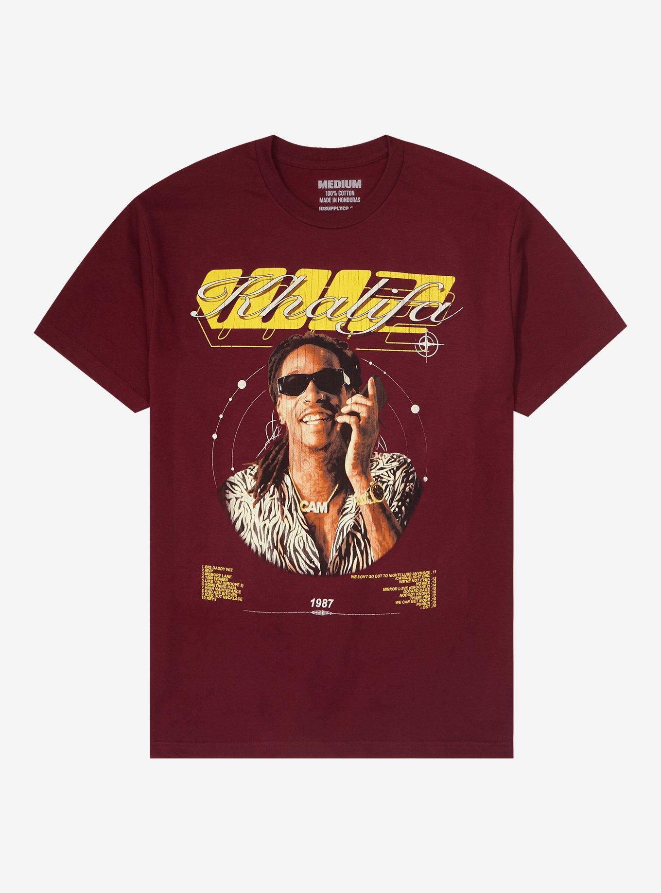 Wiz Khalifa Multiverse Track List Boyfriend Fit Girls T-Shirt, BURGUNDY, hi-res