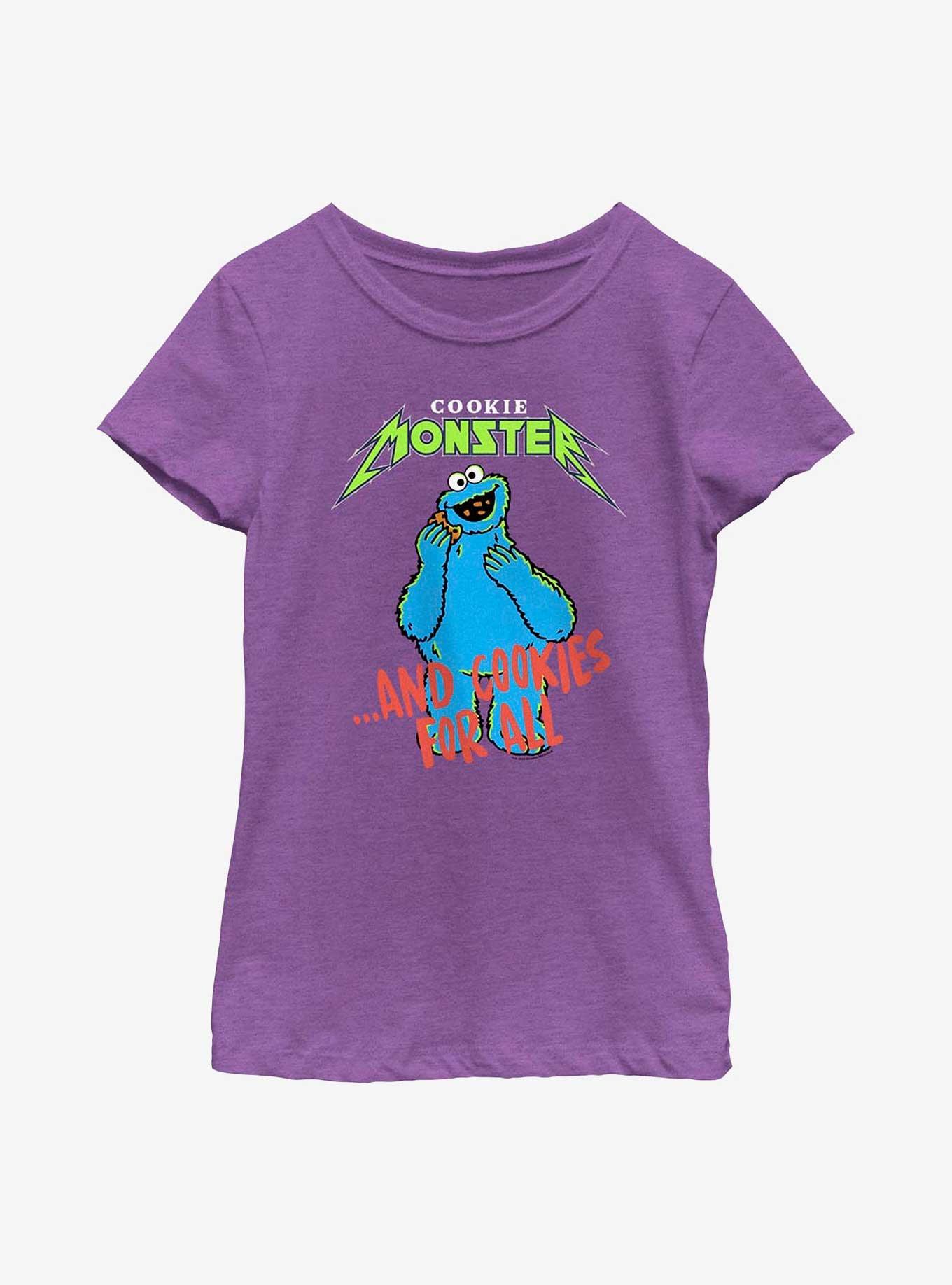 Sesame Street Cookie Monster and Cookies For All Youth Girls T-Shirt, PURPLE BERRY, hi-res