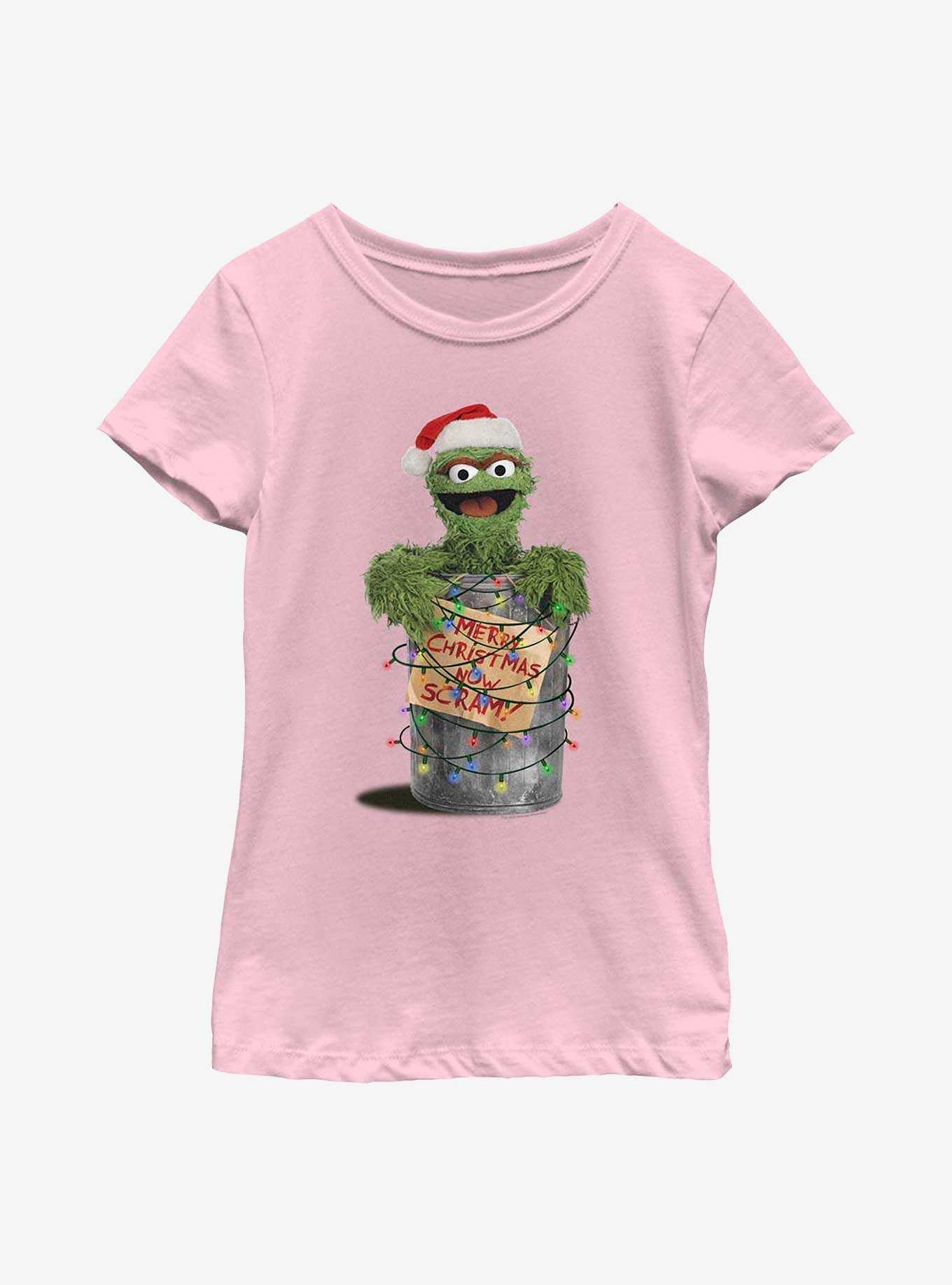 Sesame Street Oscar the Grouch Merry Christmas Now Scram Youth Girls T-Shirt, , hi-res