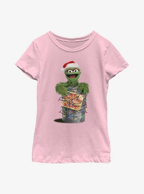 Sesame Street Oscar the Grouch Merry Christmas Now Scram Youth Girls T ...
