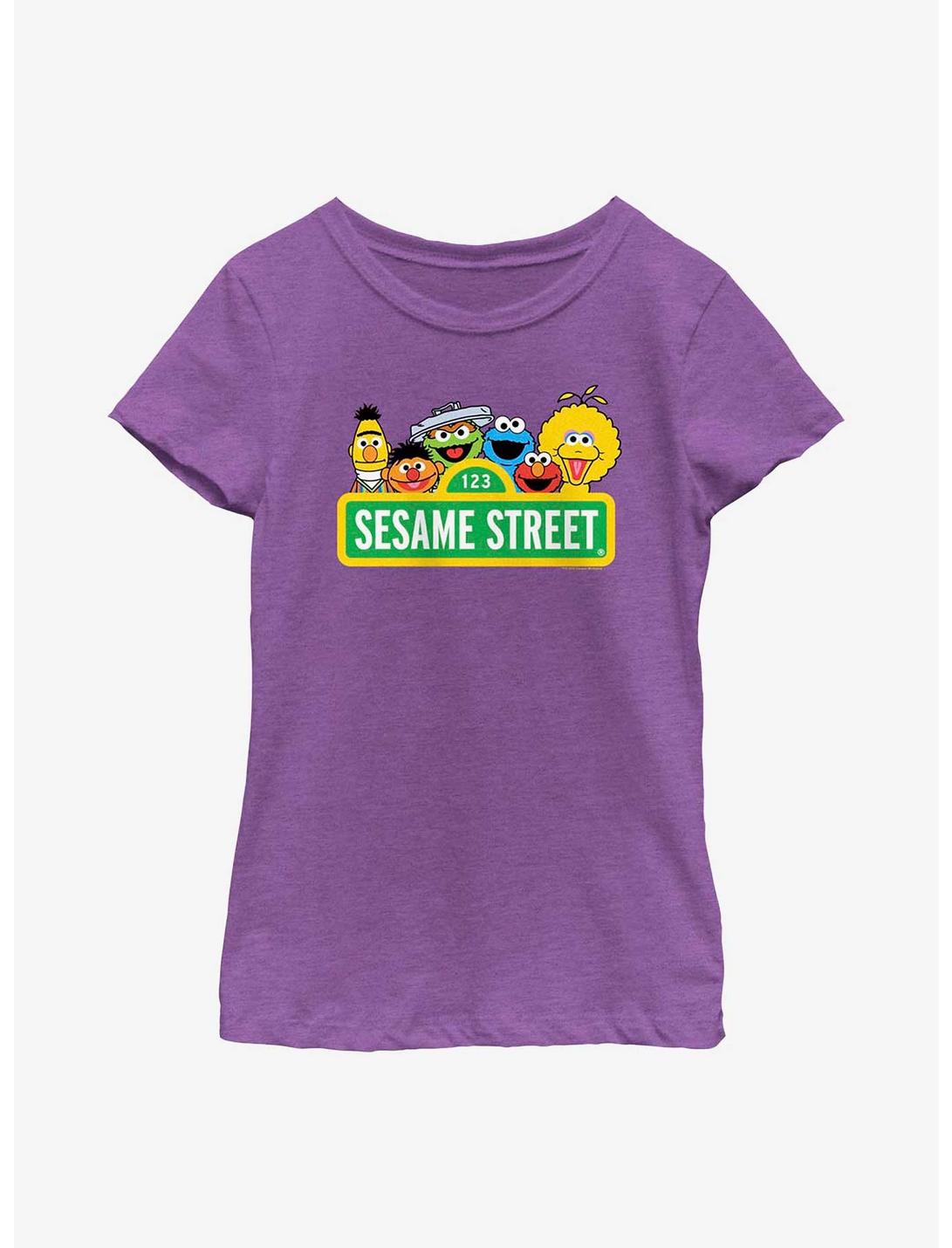 Sesame Street Logo Youth Girls T-Shirt, PURPLE BERRY, hi-res