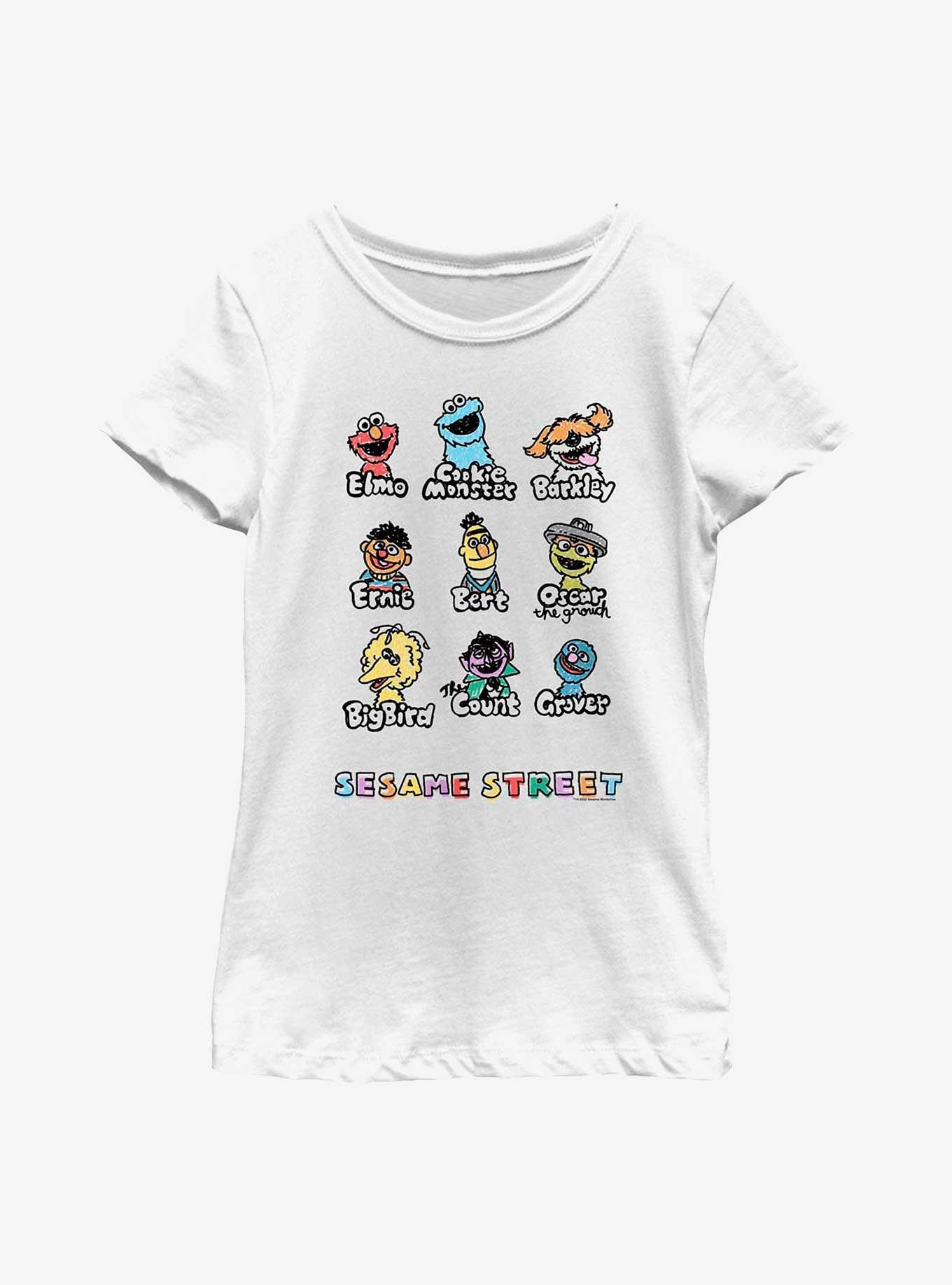 Sesame Street Puppet Faces Youth Girls T-Shirt, , hi-res