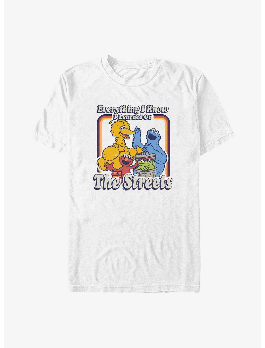 Sesame Street Everything I Know I Learned On The Streets T-Shirt, WHITE, hi-res