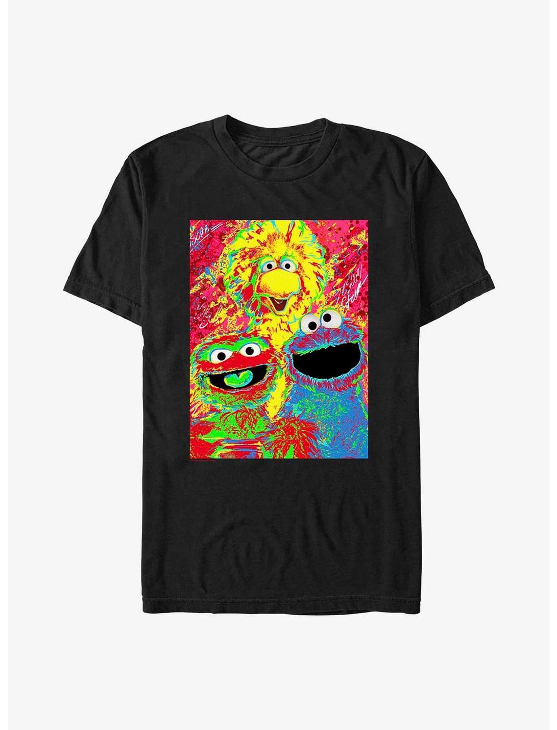 Sesame Street Big Bird, Oscar, and Cookie Monster Poster T-Shirt, BLACK, hi-res