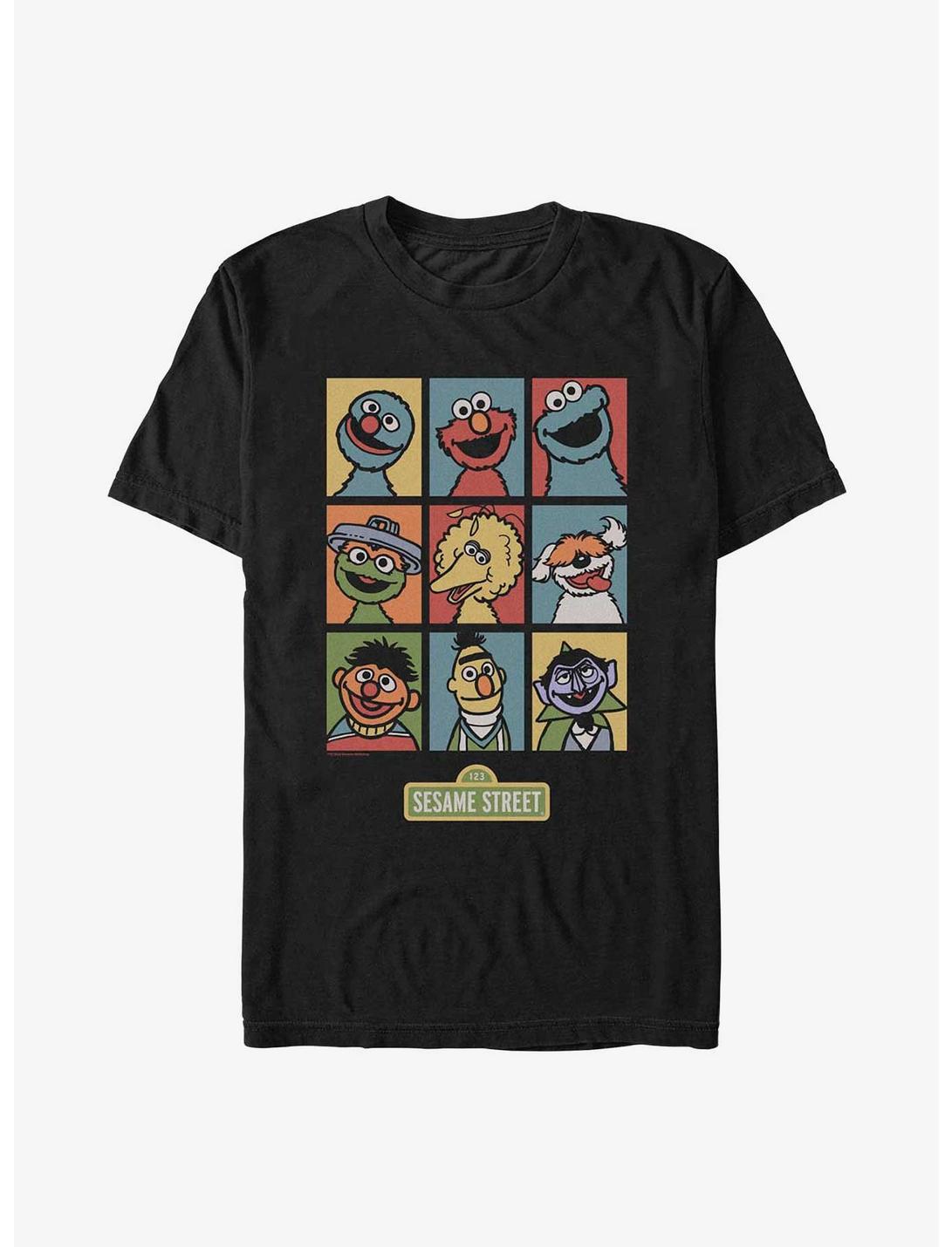 Sesame Street Puppets Grid T-Shirt, BLACK, hi-res