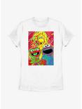 Sesame Street Big Bird, Oscar, and Cookie Monster Poster Womens T-Shirt, WHITE, hi-res
