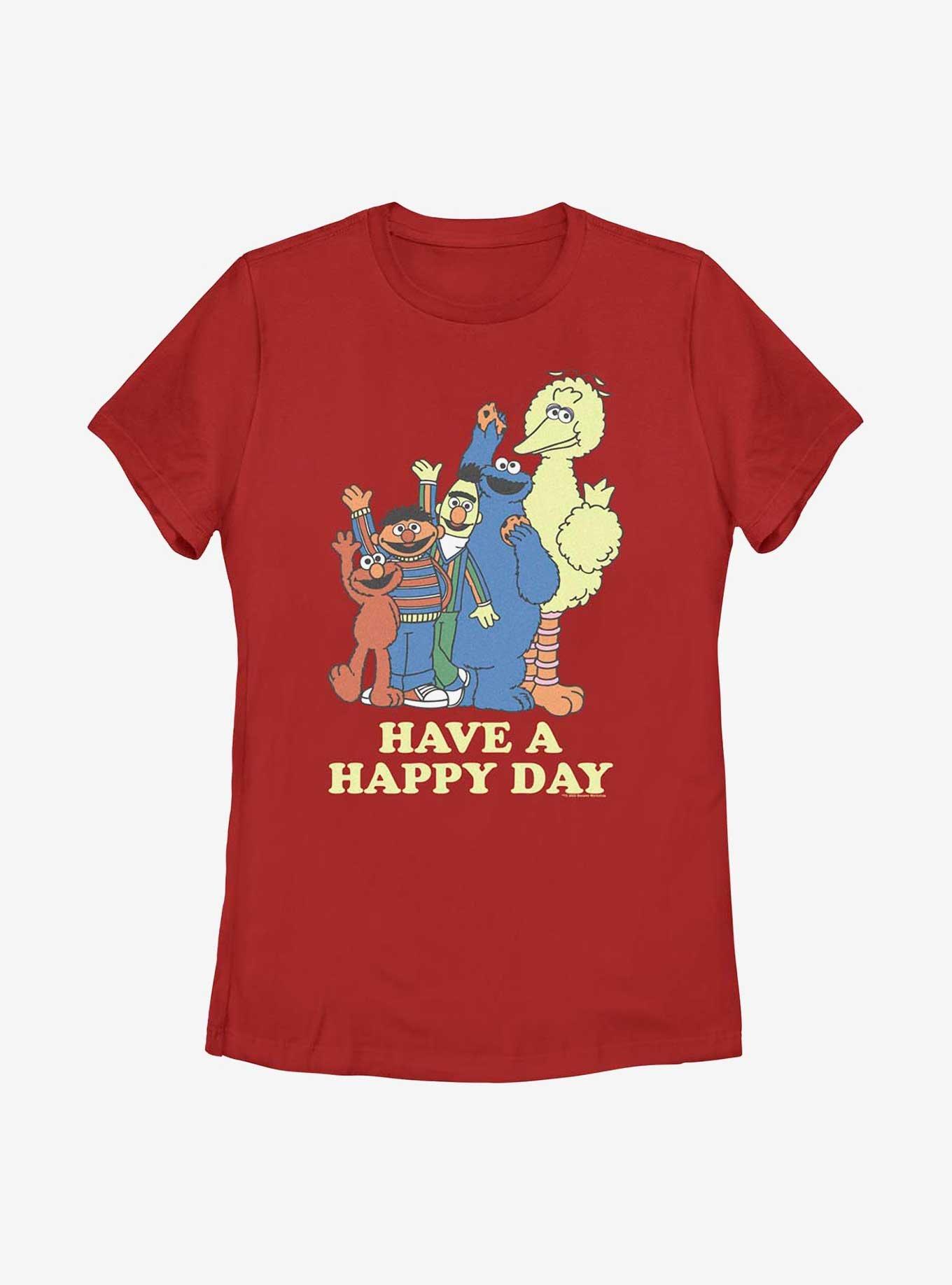 Sesame Street Have A Happy Day Womens T-Shirt, RED, hi-res