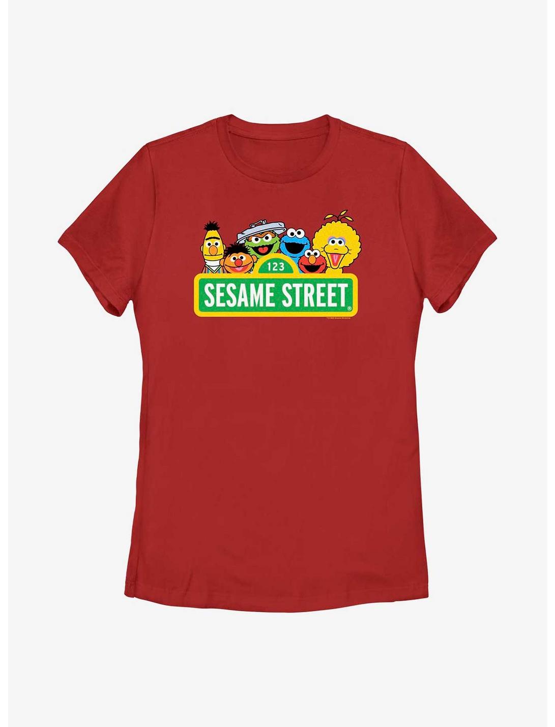 Sesame Street Logo Womens T-Shirt, RED, hi-res
